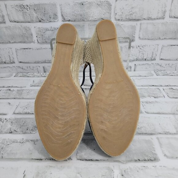 NWOB Paseart Navy Suede Closed Toe Espadrille Wedges Size 7.5 - Picture 7 of 8